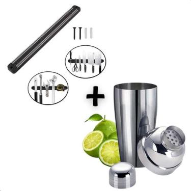 Imagem de Kit Coqueteleira aco inox 750ml  Drink Bar +  Barra Magnética Imã Clin