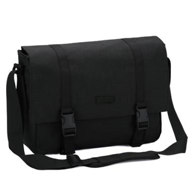 Imagem de Bolsa Mensageiro, VASCHY Bolsa de Ombro Masculina Leve Resistente à água Bolsa Transversal Fina para Homens Mulheres Cabe Laptop de 14 Polegadas,Preto
