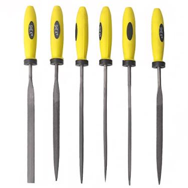 Imagem de Oudtinx Conjunto de lixa de agulha (conjunto de 6 peças) inclui lima plana, plana, quadrada, triangular, redonda e semi-redonda 3 x 150 mm