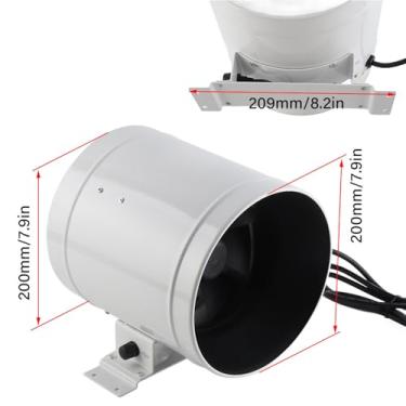 Imagem de Ventilador de Duto Em Linha de 8 Polegadas, Ventilador de Duto Com Controlador de Velocidade Ajustável de 8 Polegadas Ventilador de Exaustão de 8 Polegadas Ventilador de