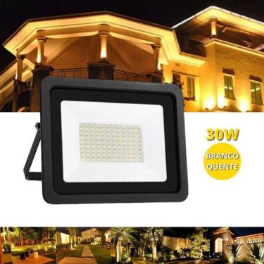 Imagem de Refletor 30W LED SMD Slim Mini Holofote Branco Quente 3000K IP67 Bivol