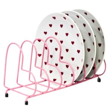 Imagem de Escorredor De Louça Prato Porta Tampas Coração Premium (Rosa)