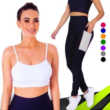 Imagem de Conjunto Top fitness ALÇA FINA bojo Feminino + CALÇA leg LEGGING BOLSO