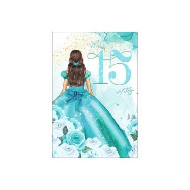Imagem de Painel De Festa Vertical 1,50 x 2,20 - 15 Anos Princesa Azul Esverdead