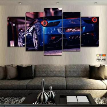 Imagem de Quadro Decorativo Ferrari Azul 130x63 em tecido - Wall Frame