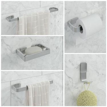 Imagem de Kit De Acessórios Para Banheiro 5 Peças Stander Polido - LGC COMERCIAL