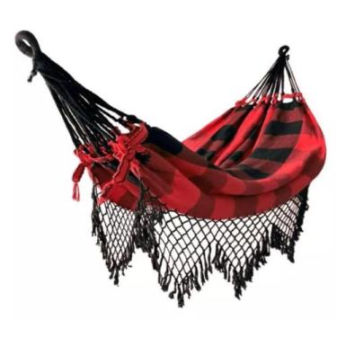 Imagem de Rede De Descanso Balanço Vermelho Com Preto 1.40x3.60 M - UNIVERSO