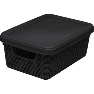 Imagem de Caixa Organizadora Multiuso Juta Com Tampa 5 Litros - Jaguar, Preto