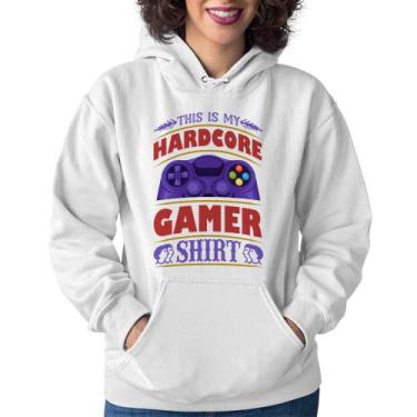 Imagem de Moletom Feminino Hardcore Gamer - Foca na Moda, Branco, GG