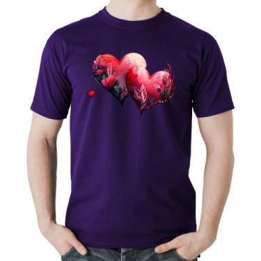 Imagem de Camiseta Algodão Corações Flores - Foca na Moda, Roxo, M