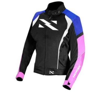 Imagem de Jaqueta Moto Norisk Feminina Preto/rosa/azul Impermeável S
