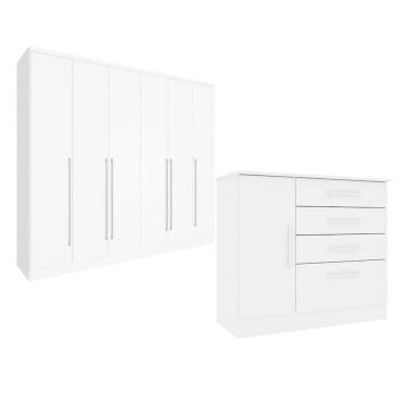 Imagem de Guarda-Roupa 6 Portas Portugal E Comoda 4 Gavetas  Chicago Espresso Móveis Neve