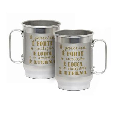Imagem de Caneca Alumínio c/ Faixa Fosca 600ML A Parceria é Forte