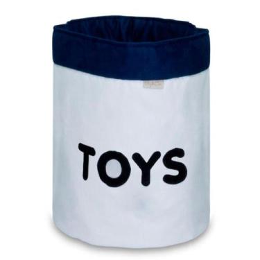 Imagem de Cesto Organizador Para Brinquedos  - Bebê & Enxoval, Toys Cru/Marinho
