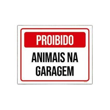 Imagem de Kit 5 Placas De Sinalização - Proibido Animais Na Garagem