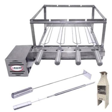 Imagem de Brasa Grill Tradicional Gira 4 Espetos para Churrasqueiras Pré Moldada