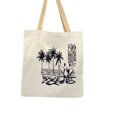Imagem de Bolsa Ecobag  100% algodão Branca Copa surf - CARIOCA MAIS