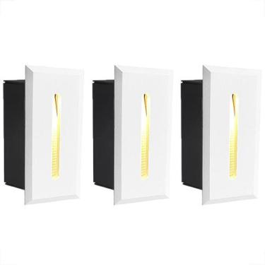 Imagem de Kit 3 Balizador Parede Escada Risk Embutido Led 3000K Bet48 - Acende A