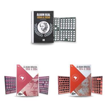 Imagem de 3 Álbuns para moedas 1924 A 2050 Cruzeiro, Cruzado e Real - Numismátic