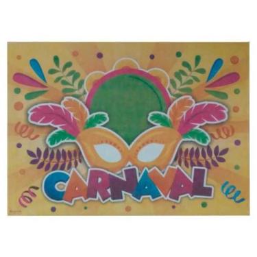 Imagem de Painel TNT Carnaval Máscara Fundo Amarelo Folia 1,40x1,03m - piffer