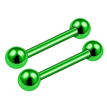 Imagem de Brincos de barra de titânio G23 verde calibre 16 3/8 10 mm piercing joia tragus helix torre daith cartilagem bola 3 mm M11035