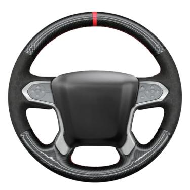 Imagem de MEWANT Capa para volante Chevrolet com costura DIY para Chevrolet Silverado 1500 2014-2018/Suburban 2015-2020/Tahoe 2015-2020/Silverado (2500/3500)/Silverado (4500HD/5500HD/6500HD) 2019-2020) 2