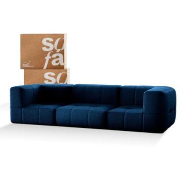 Imagem de Sofá 3 lugares Modular  Sofá na Caixa em Boucle com 3 Módulos 2,58m, A