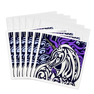 Imagem de 3dRose Cloud Runner Fantasia tribal unicórnio - Cartões comemorativos, 15,24 x 15,24 cm, conjunto de 6 (gc_23185_1)