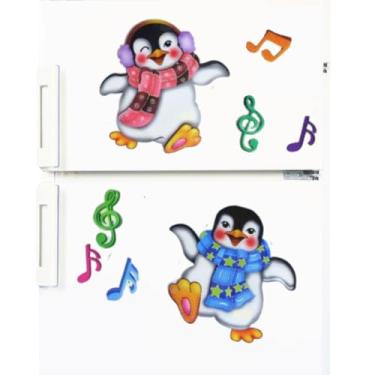 Imagem de Mega Adesivo De Geladeira 3D Decorativo Pinguim Música