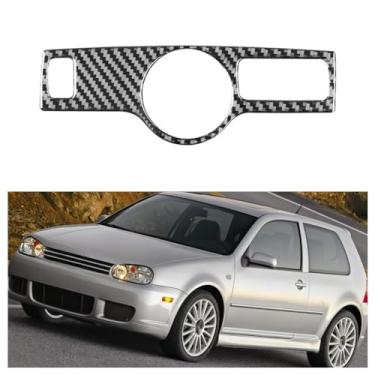 Imagem de IKUESM Compatível com VW Golf 4 Jetta Bora MK4 R32 GTI 1999-2004 Acessórios Interior de fibra de carbono do teto do carro Luz de leitura Painel de acabamento Adesivo de cobertura(BLACK B)