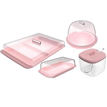 Imagem de Ou KTE023RSQF - Conjunto Porta Frios Manteigueira Porta Queijo Minas E Açucareiro Rosa Quartzo