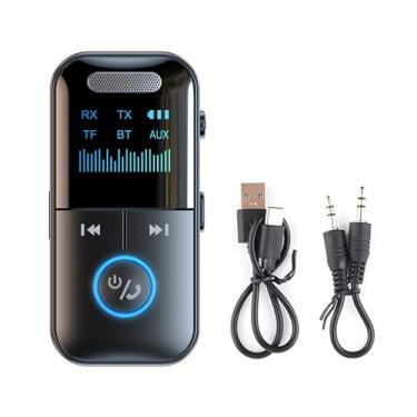 Imagem de DBEIXIWEI Adaptador de áudio receptor sem fio Bluetooth 5.4 portátil com auxiliar de 3,5 mm, adaptador viva-voz