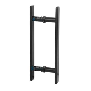 Imagem de Puxador de porta correr e pivotante 40 cm preto fosco duplo aluminio m