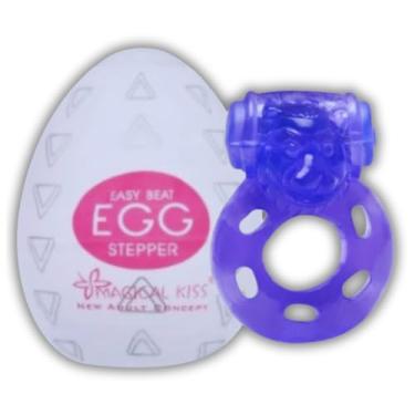 Imagem de Kit Tesão Masculino Egg Ovo Masturbador + Anel Peniano Vibrador com Bateria - Sex Shop (Rosa)