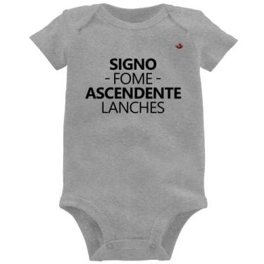 Imagem de Body Bebê Signo: fome - Ascendente: lanches - Foca na Moda, Cinza, P