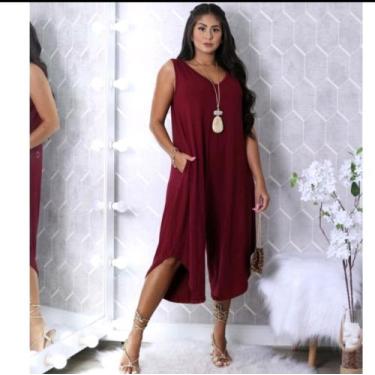 Imagem de Macacão Pantacourt Regata Com Bolso Moda Femenina  - nascimentomodas20