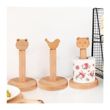 Imagem de Suporte de rolo de papel de cozinha, suporte de toalha de papel de madeira, rack de armazenamento de papel de rolo de cozinha, suporte de filme aderente de desenho animado rack de armazenamento rack