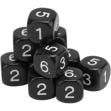 Imagem de 20Pcs Black 6 Sided Number Dice, Round Corner Polyhedral Dice, Polyhedral Dice Role Playing Dice for Numeral Teaching Board Games, for DND RPG Wow Table Games Role Playing Dice（16mm ）