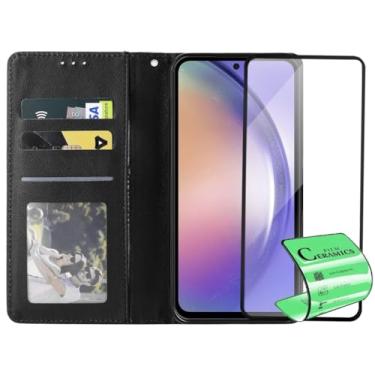 Imagem de Capa Capinha Carteira Flip e Película Cerâmica 9D Não Quebra Compatível Samsung Galaxy A54