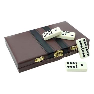 Imagem de Dominó Profissional com Maleta, Peças em Osso 10 mm, Marrom