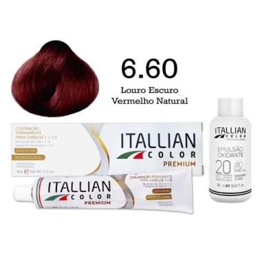 Imagem de Coloração 6.60 Louro Escuro Vermelho Natural + Oxi 20 Vol  Itallian Co