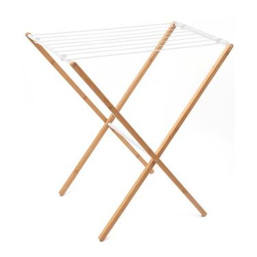 Imagem de Varal Horizontal Chão Dobrável Em Bambu Com Hastes Metálicas - Simplo,