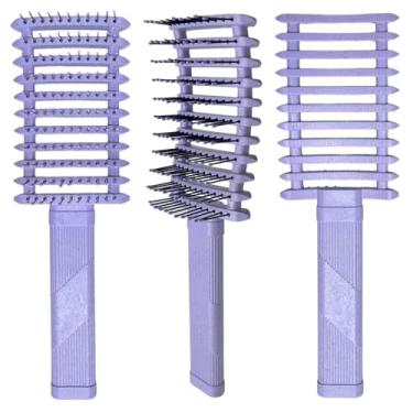 Imagem de Escova de cabelo cacheado para mulheres, cachos definidos, escova de estilo, escova de cabelo oca, desembaraçadora, pente de cabelo emaranhado, massagem no couro cabeludo, ferramentas de estilo (1 peç