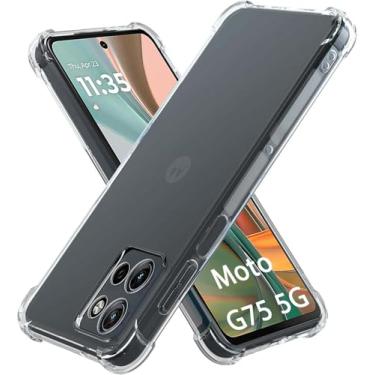 Imagem de USTIYA Capa para Motorola Moto G75 5G Capa de Uso Resistente, Bumper de Absorção de Choques em TPU Transparente, Protector da Câmera, com Espessamento nas Quatro Pontas da Carcasa.