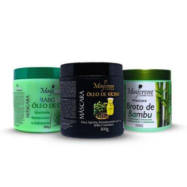 Imagem de Cronograma Verde Babosa, Óleo de Rícino, Broto de Bambu 3x500g Maycren