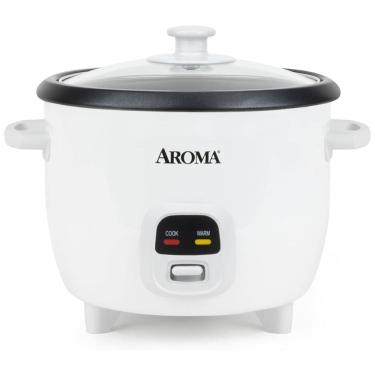 Imagem de Panela de Arroz AROMA, 3 Xícaras (Cru) / 6 Xícaras (Cozido), Pequeno, Fazendeiro de Mingau, Sopa, Manter Aquecido, 1,5L, Branco, ARC-393NG.