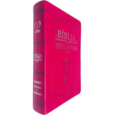 Imagem de A Bíblia da Pregadora Fiel ARC Full Color Capa PU Luxo Pink Palavras de Deus em Azul e as de Jesus em Vermelho