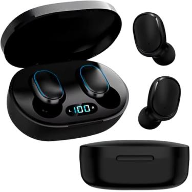 Imagem de Fone Bluetooth 5.1 Premium e Preto, Intra-Auricular, Visor, Duplo Sem Fio, Design Elegante, Redução de Ruído, Conexão Estável, Ideal para Todos Celulares e Entretenimento