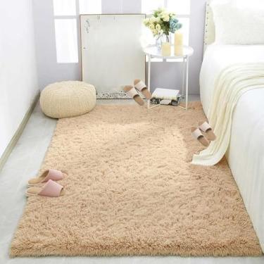 Imagem de Tapete de pelúcia para quarto infantil, tenda, tapetes de brincar para sala de estar, almofadas de chão, tapete macio e fofo para casa, camelo, 100x200cm