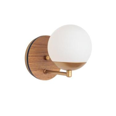 Imagem de Arandela Jabuticaba Dourada Canopla Louro Freijó Globo Vidro - MV ILUM